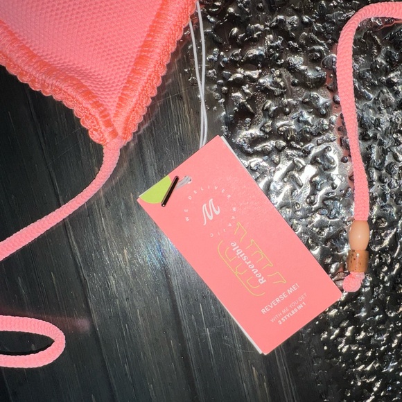 Maaji Coral Peony Balmy Sliding Triangle Bikini Top size large NWT pink blue - Picture 10 of 11